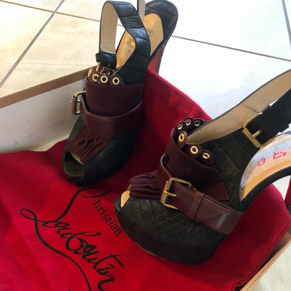 Christian Louboutin crock buckle, studded sandals Sz-39